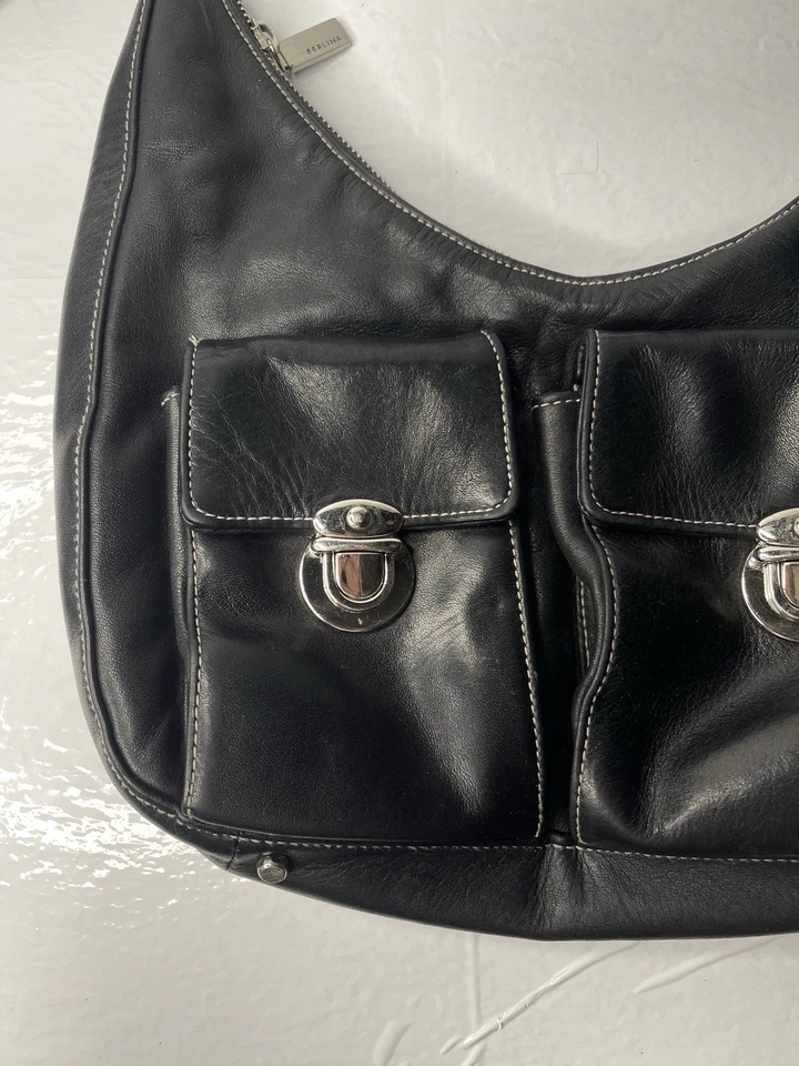 Bolso de Hombro Hobo de Cuero Perlina New York Cartera Forma Frontal Hebilla Bolsillo 11x10 Foto 2 de 4