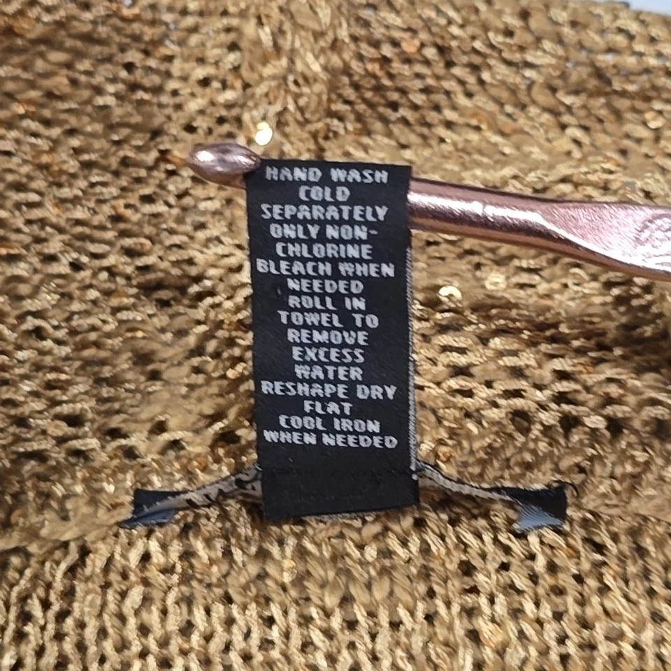 Suéter Cuello Capucha Lentejuelas Doradas Talla Lg Fino Ligero Metálico Fiesta Glamour Vacaciones Foto 4 de 4