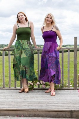 Wicked Dragon Cora Patchwork Sommer KLEID mit TASCHEN Maxi Bohemian Dress