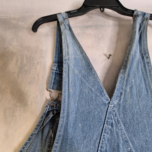 Big Smith Bib Overalls 52x30 Denim Carpenter Blue Jeans Work Distressed Grunge - Picture 5 of 19
