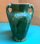 Brush McCoy Onyx Line 8" Green & Blue Double Handle Vase 1930s