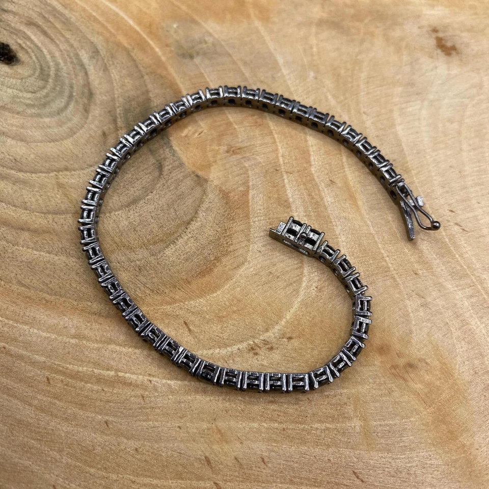 Pulseira de tênis feminina 10 quilates redonda preta criada em laboratório diamante ouro preto 14k por cima - Imagem 3 de 4