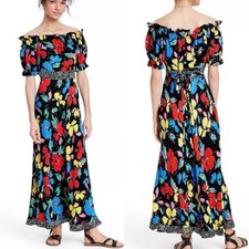 RIXO x Target black floral off-the-shoulder puff maxi dress