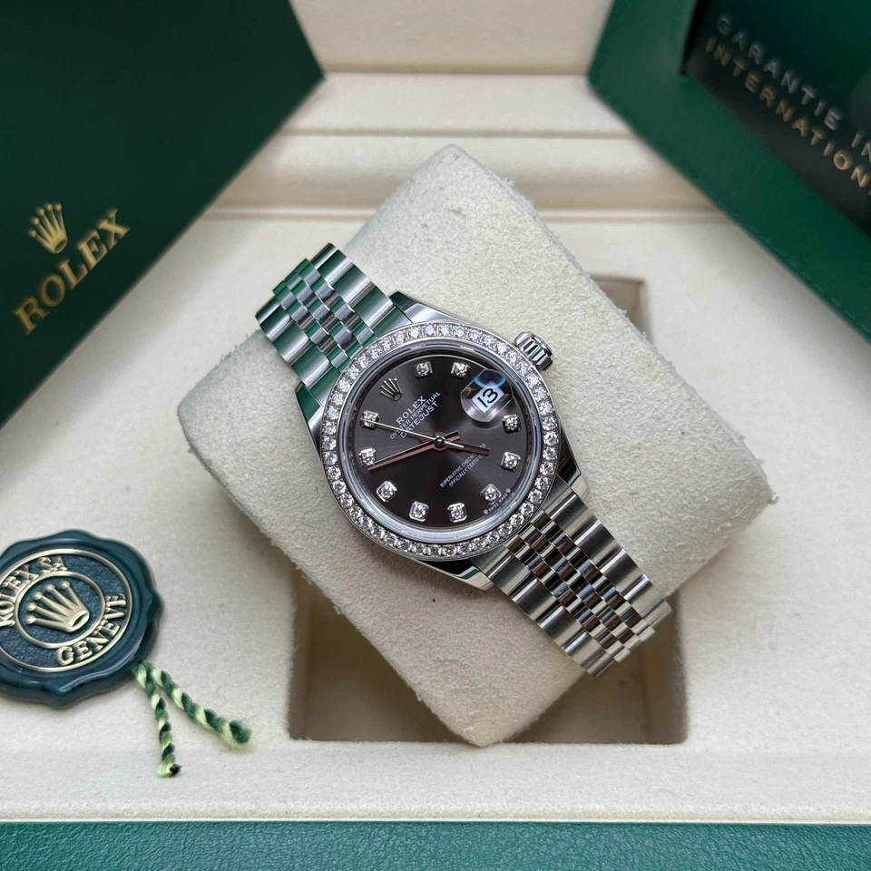 Rolex Lady-Datejust 28 esfera de diamante rodio acero inoxidable diamante jubileo Foto 4 de 4