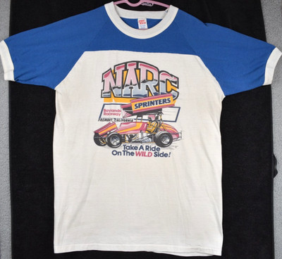 VTG 80s NARC Sprinters Racing Ringer Shirt Mens Extra Large
