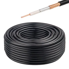 RG8X Coaxial Cable 100FT 50 Ohm - Solid Copper Core, PVC Jacket, Low Loss, Id...