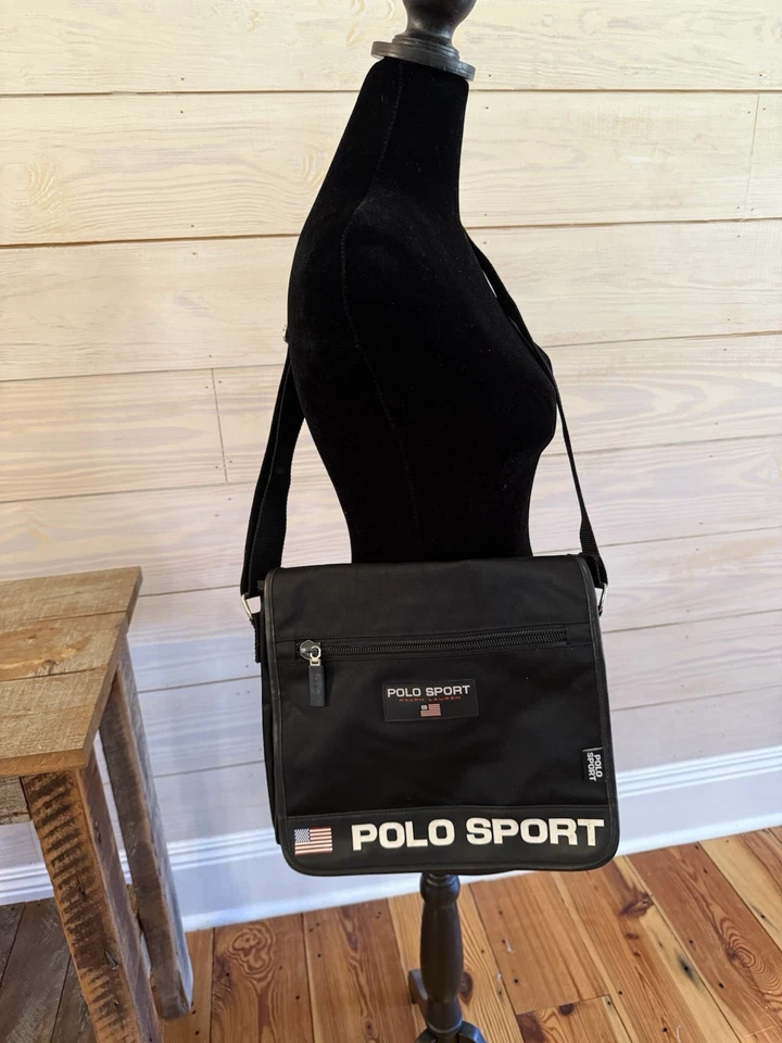 Bolso Bandolera Hombre Vintage Polo Sport Ralph Lauren Negro Usado en Excelente Condición Foto 3 de 4