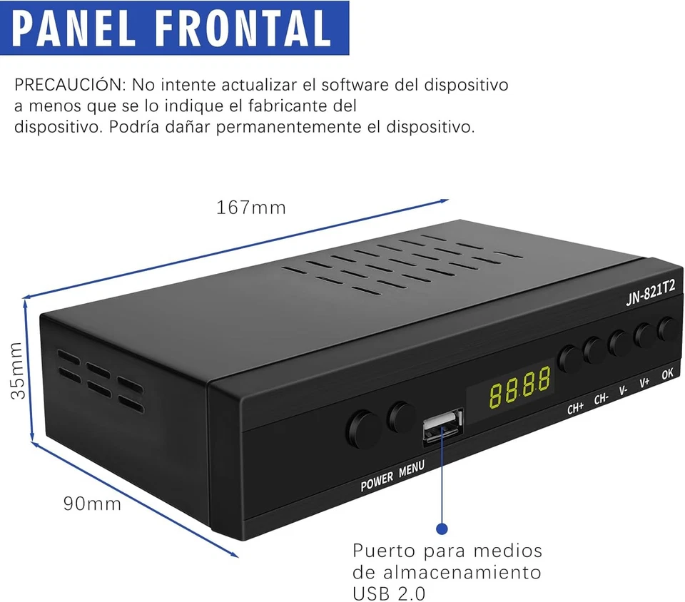 Decodificador TDT HD - DVB-T T2 H.265 HEVC Full HD PVR, USB, HDMI, - Imagen 3 de 4