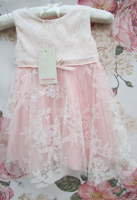 Monsoon Kleid rosa elfenbein Taufe Party Anlass neu mit Etikett 12-18 Monate 70  