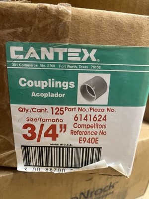 CANTEX 3/4'' Conduit Couplings PVC E940E 6141624 Box of 125 Electrical Fittings