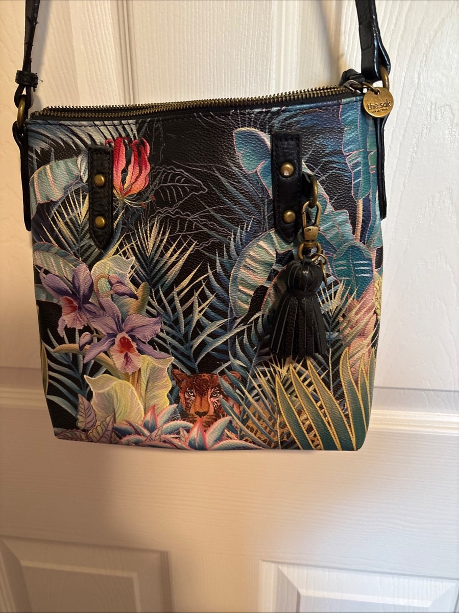 The Sak Black Jungle Print Sophie Leather Crossbody Bag  display picture 3