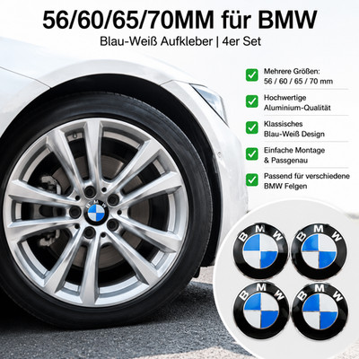 4x 56/60/65/70MM Für BMW Emblem Aufkleber Felgen Radkappen sticker Nabenkappen