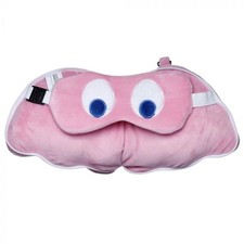 Relaxeazzz Pac-Man Ghost Travel Pillow  Eye Mask Set Pink - 17cm