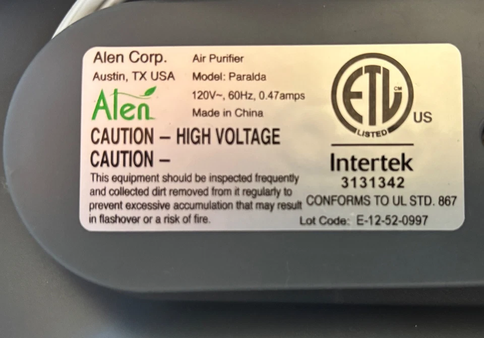 Purificador de aire Alen Paralda ion mejor en filtración de aire polen Hepa 2 purificador Foto 4 de 4