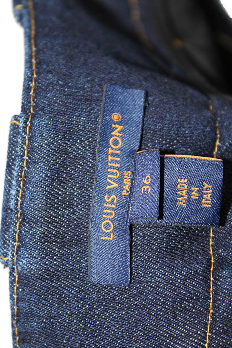 Louis Vuitton Womens High Rise Dark Wash 2XL Zipper Straight