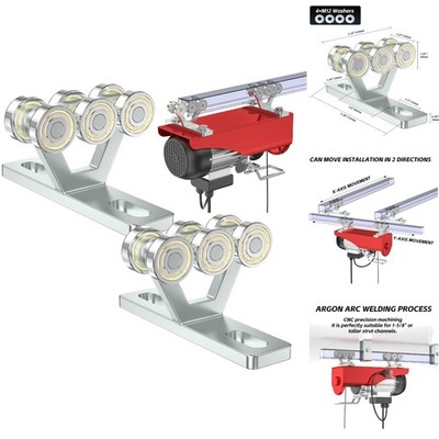 6 Wheel Strut Trolley for Electric Hoist - Durable Steel & Two-Way Movement