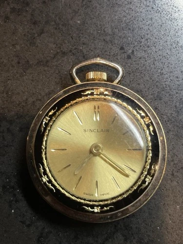 Vintage Sinclair Pocket Watch Swiss Made WORKS GREAT