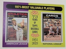 2024 Topps Heritage Vida Blue/ Joe Torre 1971 MVP Insert ⚾️ Card #193