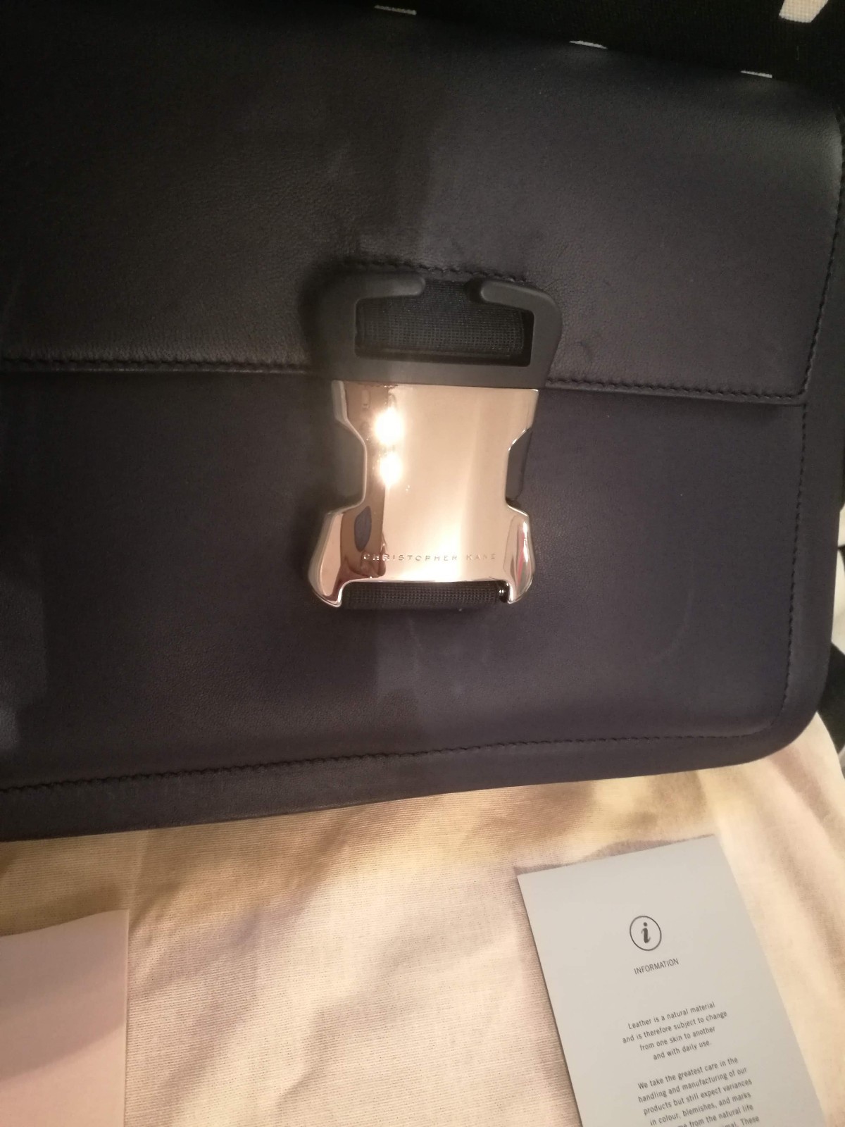 Exclusive Christopher Kane Navy Leather Crossbody Bag with Silver Buckle - £690 image 2