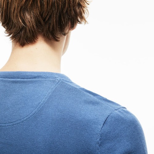 MAGLIA UOMO SCOLLO V LACOSTE 100% COTONE art. AH4087 - Picture 5 of 12