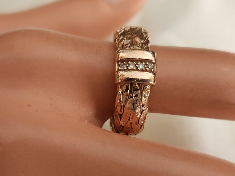 14KT AK DIAMOND BYZANTINE RING S-10M WT 4 GR