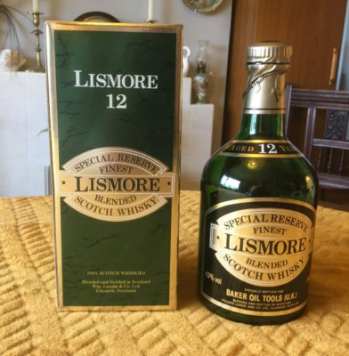 VINTAGE LEER LISMORE SCOTCH 12 JAHRE SPECIAL RES. WHISKYFLASCHE M.BOX 75cl