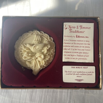 ROMAN Inc Ornament THE BIRDS NEST Now & Forever Christmas Porcelain In Box
