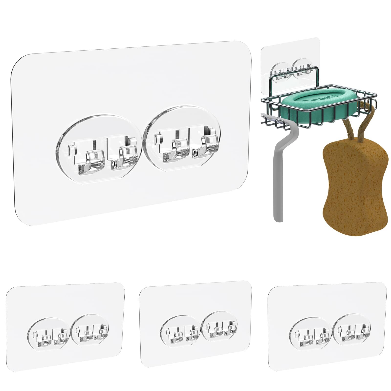 Sponge Holder Adhesive Replacement Hooks Soap Dish Adhesive Strips Toothbrush Ho-image