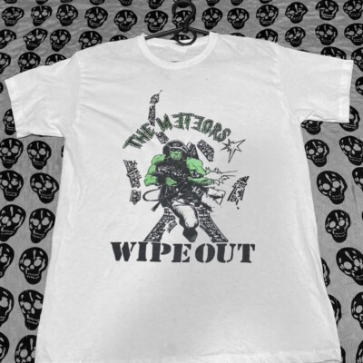 The Meteors Band Wipe Out short sleeve white shirt unisex men women