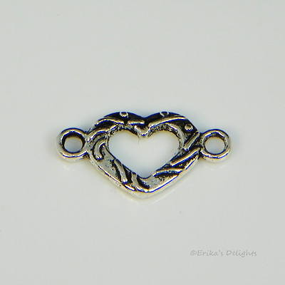 Antiqued Silver Tone Heart Component Link 8pcs (# B00816)