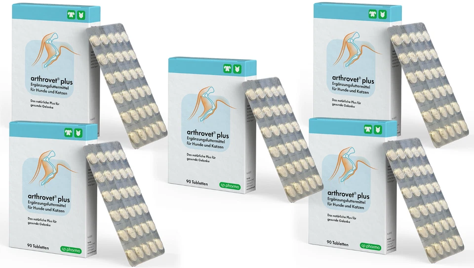 CP-PHARMA Arthrovet plus 5 x 90 Tabletten Grünlippmuschel Teufelskralle Gelenke Hund