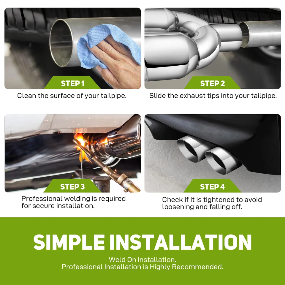 2.5" In 3.5" Out Double Wall Dual Exhaust Tip For Audi A4 S4 A6 A8 Quattro S6 S7 - Image 2 of 4