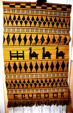 Vintage Tapestry Rustic Ecuador Handmade Wall Décor 46" Long x 30” Wide