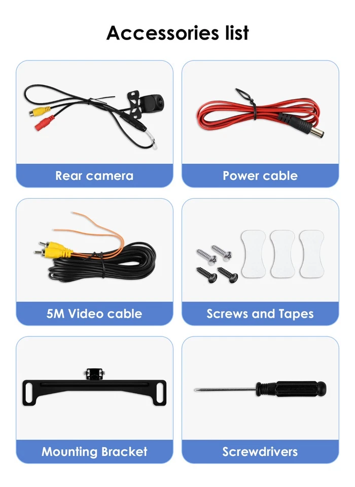 License Plate Car Rear View Reverse Backup Camera Waterproof 720P Camera CVBS - Image 4 of 4