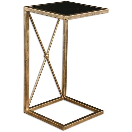 Uttermost Zafina Contemporary Iron and Glass Side Table in Gold/Black - Picture 1 of 4