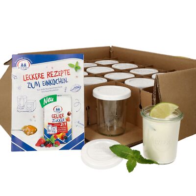 MamboCat 12er Set Weckgläser Sturzglas 160 ml mit Frischhalte-Deckel Dessertglas