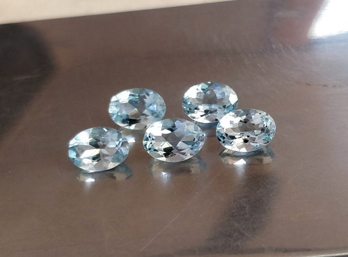 AAA+ Mare Blu Acquamarina 8x6 MM Ovale Cut Natural Gemme 5 Pezzi Set Coordinato