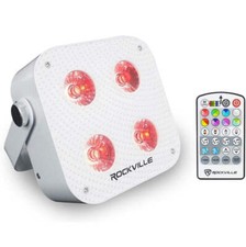 Rockville MINI RF4 V2 White LED Wash Up Light RGBWA UV, Compact, App, Remote Con