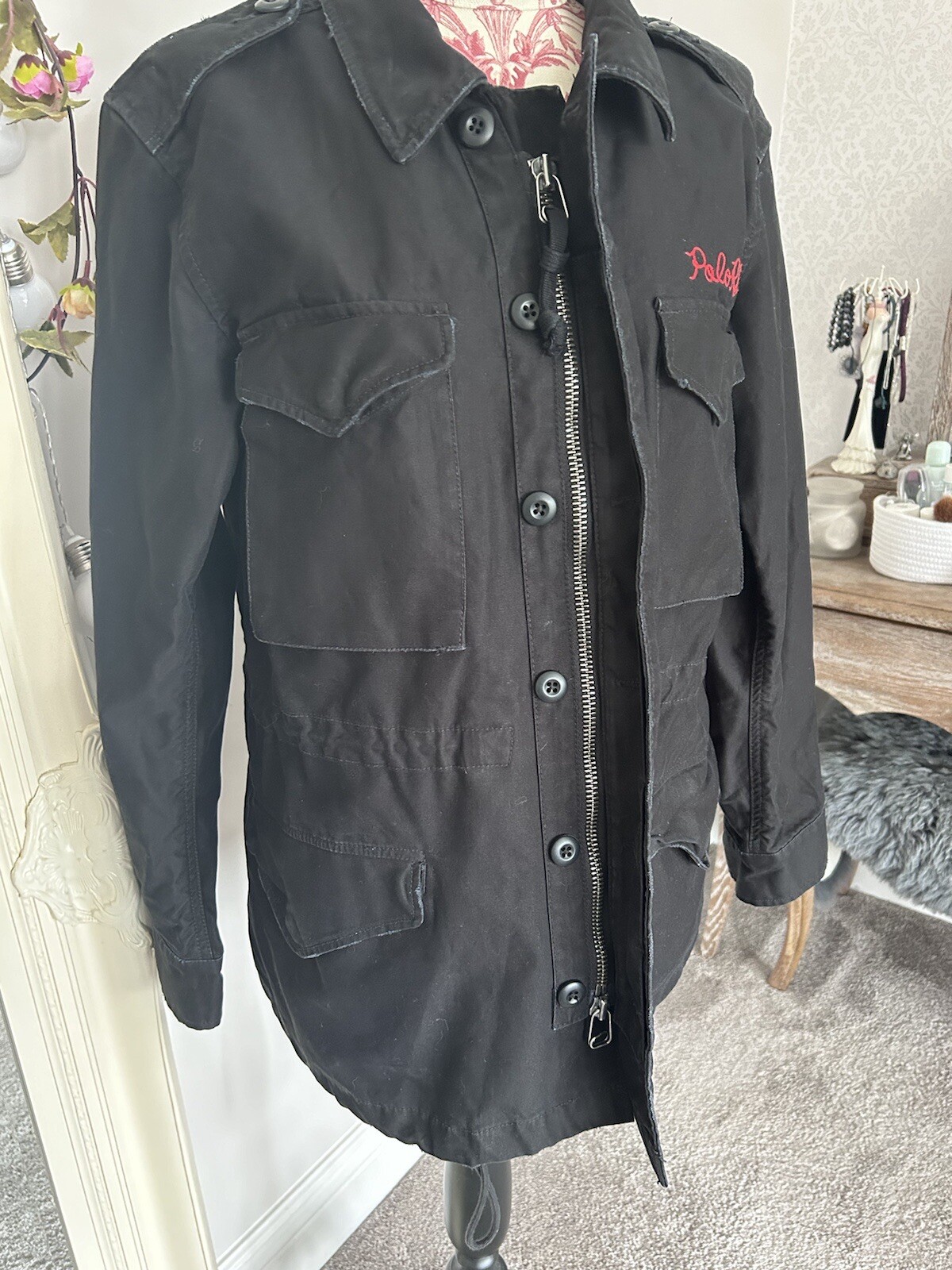 Polo Ralph Lauren Black Military Aztec Field Jacket RRP£499 Size M Embroidered image 7