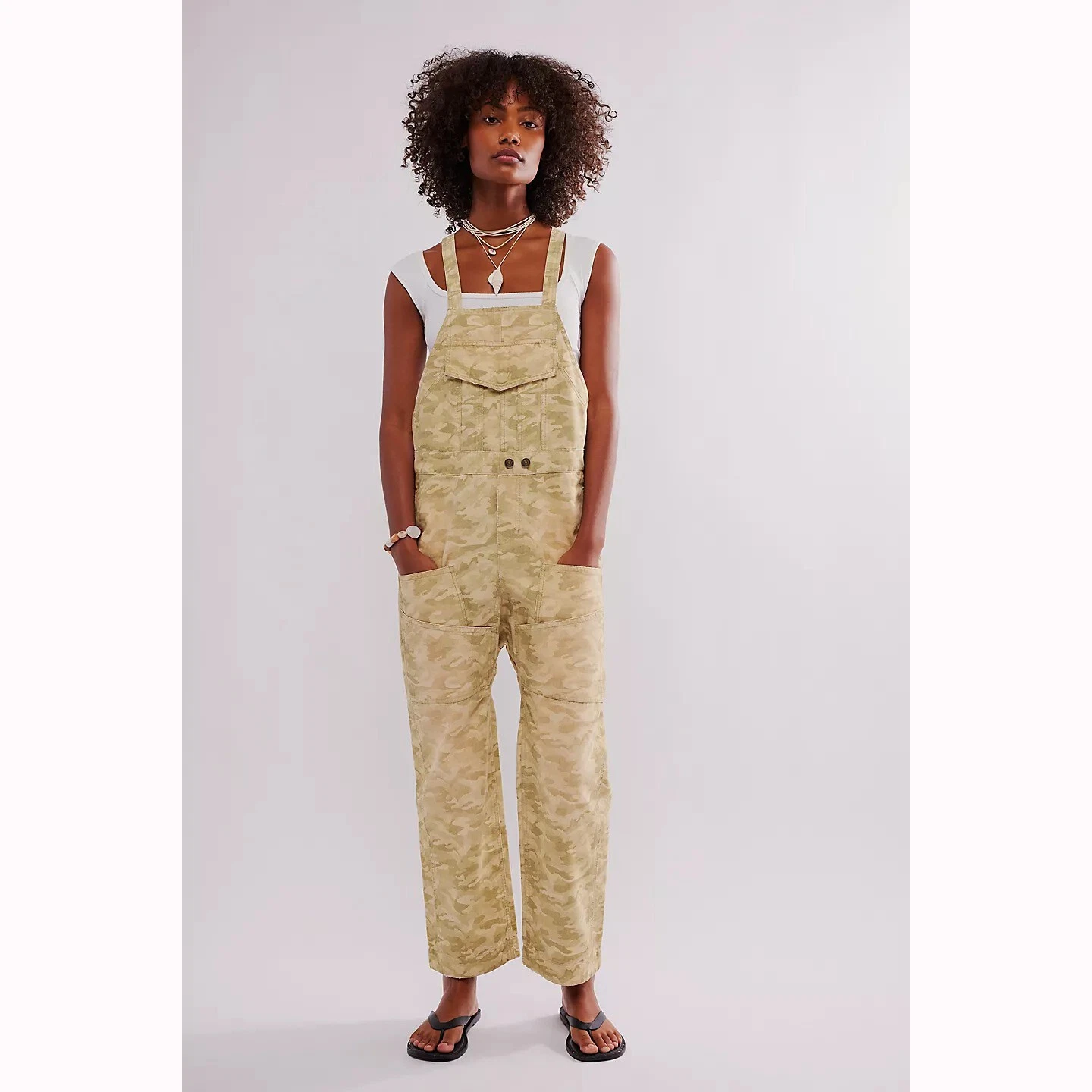 Free People We The Free Way It Goes Camo Harem Overalls Jumpsuit Print XS 278824