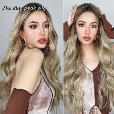 Breathable wig Lace wig in blonde waves lace wig goddess temperament