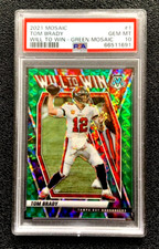 PSA 10 GEM 2021 TOM BRADY MOSAIC WILL TO WIN GREEN PRIZM MOSAIC #1 G1533E0722J