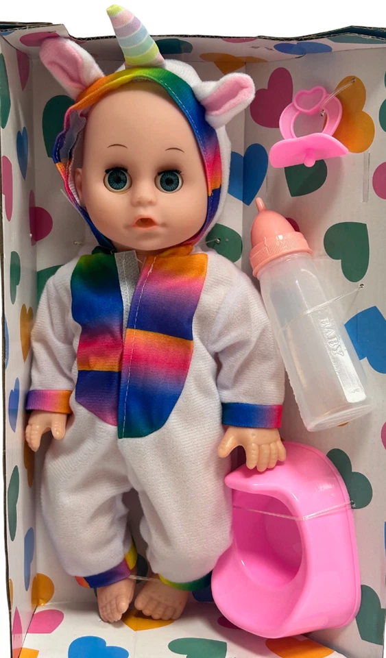 Bambola che Beve e fa Pipì Bambola cm 30 Parlante Vasino Biberon Pigiama Animali - Immagine 2 di 4