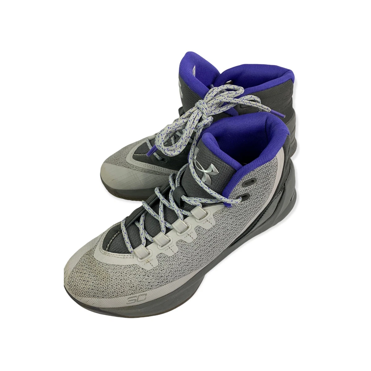 7 Youth Under Armour Steph Curry Mid Basketball Sneakers Gray