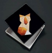 Wooden brooch colored fox 6x4 cm Handmade, Original gift, Stylish Accessories