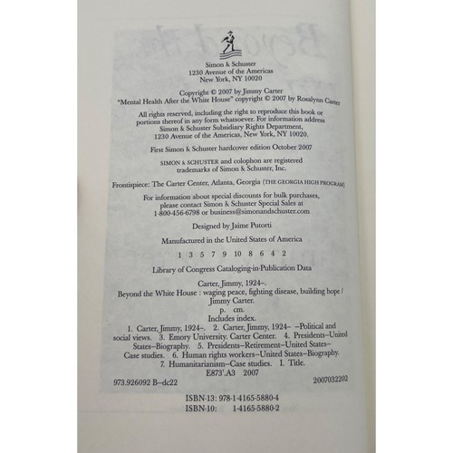 Livre signé Président Jimmy Carter Au-delà de la Maison Blanche HC DJ 1er JSA lire - Photo 5/7