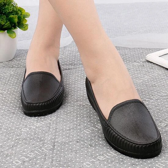 Women Ladies Nurse Work Shoes Non-slip kitchen Rainshoes Slip-On Waterproof Flat - Image 3 of 4