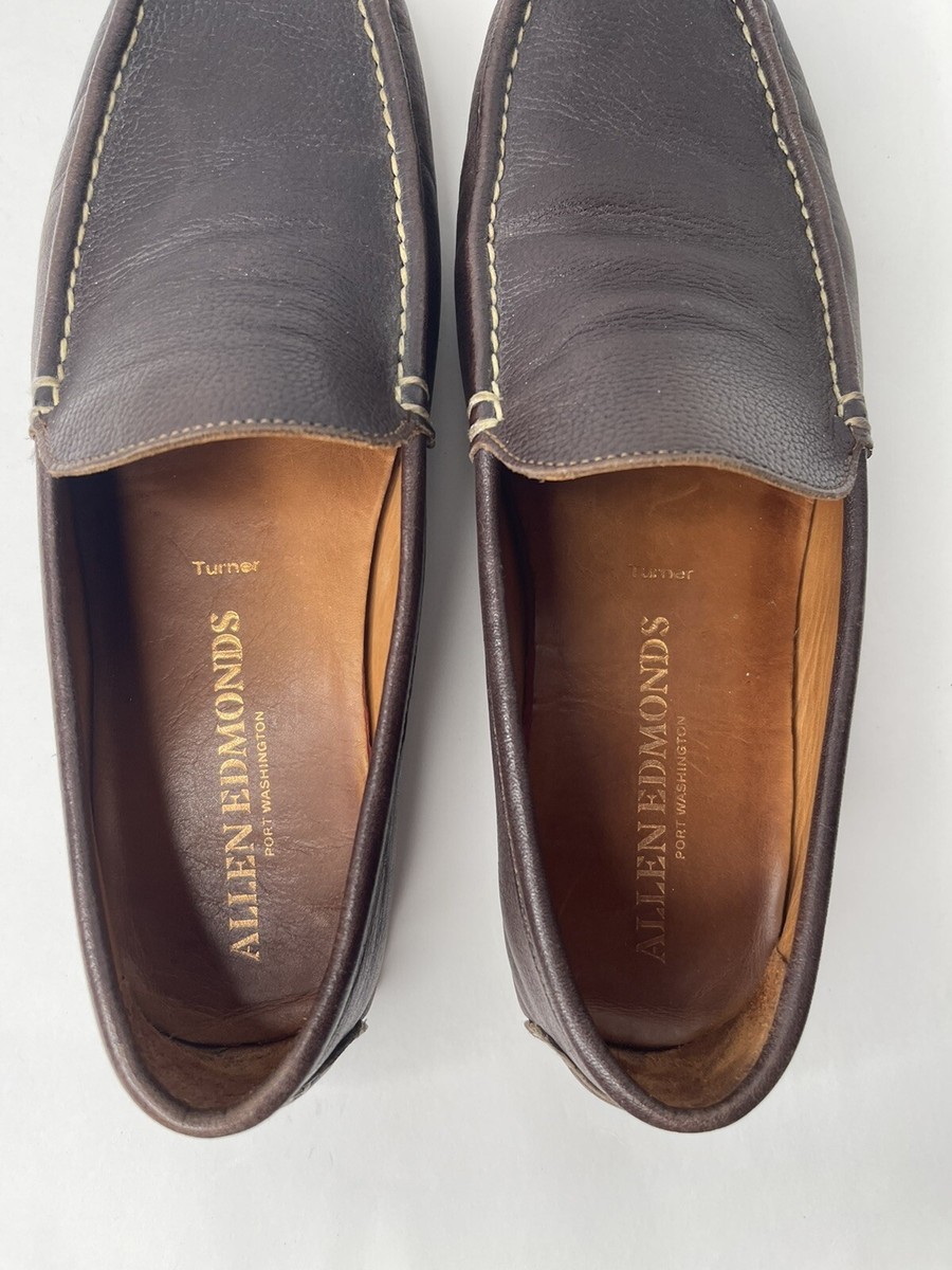 Allen Edmonds Turner Men’s 13D Brown Pebbled Leather Driving Loafers Slip On Vintage Allen Edmonds Brown Leather Loafers - Men main image 2