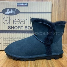 KIRKLAND SIGNATURE Women's Genuine Sheepskin Shearling Short Wedge Boots ~ Black
