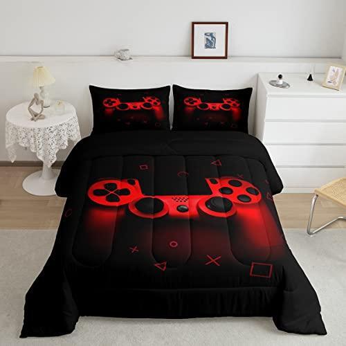 Boys Gamer Comforter Set Full Size,Gamepad Bedding Set Kids Young Man Video